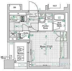 ブライズ住吉DUE 9階1Kの間取り