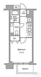 レジディア新宿イーストII 2階1Kの間取り