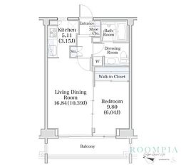 パークフラッツ市谷台町坂 3階1LDKの間取り