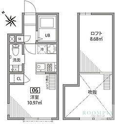 オギクボテラス 1階ワンルームの間取り