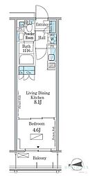 パークアクシス新宿百人町 6階1LDKの間取り