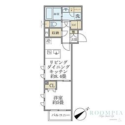 新宿区早稲田鶴巻町マンション 1LDKの間取図画像