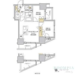 グレーシアフィット三軒茶屋 2LDKの間取図画像