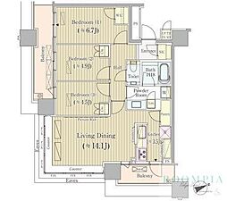 ブリリアタワーズ目黒サウスレジデンス 3LDKの間取図画像