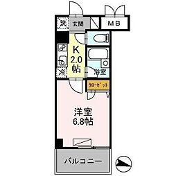 カスタリア住吉 1Kの間取図画像
