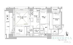 パークスフイア牛込神楽坂 1LDKの間取図画像