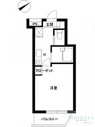 スカイコート市ヶ谷5 1Kの間取図画像