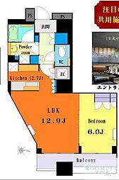 勝どきザ・タワー 1LDKの間取図画像