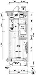 メインステージ桜上水 1Kの間取図画像