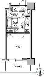レジディア三軒茶屋 1Kの間取図画像