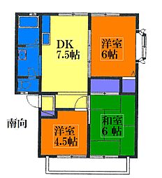 リヴェールセキタC 3DKの間取図画像