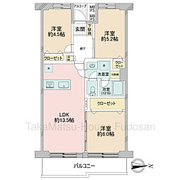 中葛西スカイハイツ 3LDKの間取図画像