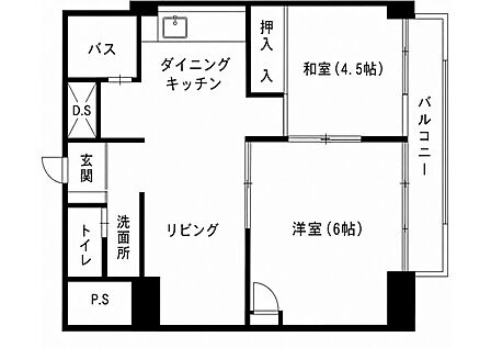 2LDKです。シンプルで使いやすい間取りです。