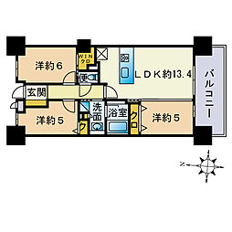 ブライトクロス博多SOUTH 3LDKの間取図画像