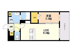 LIBTH竹下 1LDKの間取図画像