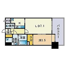 ベネフィス博多南グランスウィート 1LDKの間取図画像
