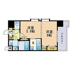 レジデンス20 2Kの間取図画像