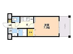 レジディア博多2 1Kの間取図画像