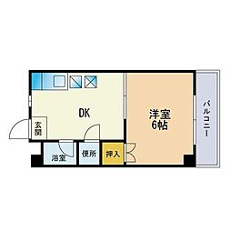 松本ビル 1DKの間取図画像