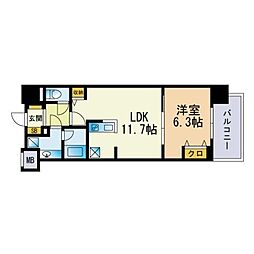 ウィスタリアレジデンス博多 1LDKの間取図画像