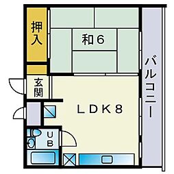 サンハイツ比恵 1LDKの間取図画像