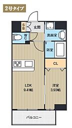 LIBTH博多駅南9 1LDKの間取図画像