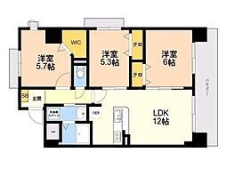グランデスカイ空港南 3LDKの間取図画像