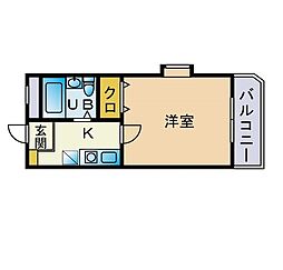 オーチャード那珂 1Kの間取図画像