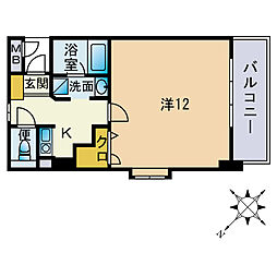 アミティエ博多南 1Kの間取図画像