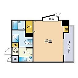 フォルム博多ステーション 1Kの間取図画像