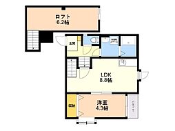 ラフィーネ笹原 1LDKの間取図画像