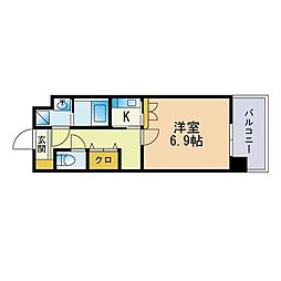 HF博多レジデンス2 1Kの間取図画像