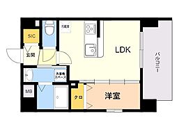 ソフィア東比恵 1LDKの間取図画像