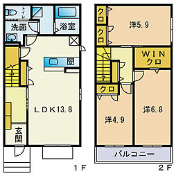 レトアハイム板付 3LDKの間取図画像