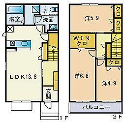 レトアハイム板付 3LDKの間取図画像
