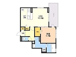 ラコルト板付 1LDKの間取図画像
