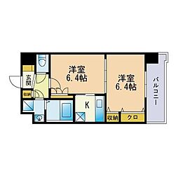 HF博多レジデンス2 2Kの間取図画像