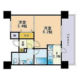 レガーロ空港通り 2Kの間取図画像