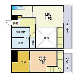 ラルジュエル博多 1LDKの間取図画像