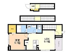 ネオ・ブライト那珂3 1LDKの間取図画像