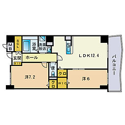 リオグランデ博多 2LDKの間取図画像