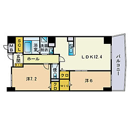 リオグランデ博多 2LDKの間取図画像