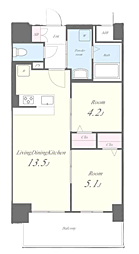 ＡＬＵＮＡ箱崎 3階2LDKの間取り