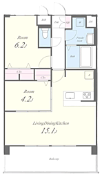 ＡＬＵＮＡ箱崎 6階2LDKの間取り