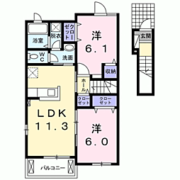 FlagShip福津A 2LDKの間取図画像