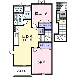 ヴィラシックII 2階2LDKの間取り