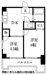 メゾンドめぐみ2 2階2DKの間取り