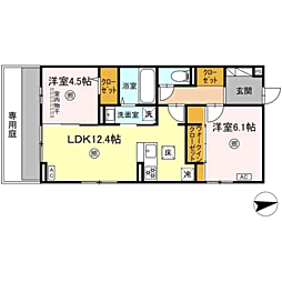 ブラン新宮中央 2LDKの間取図画像