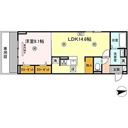 ブラン新宮中央 1LDKの間取図画像