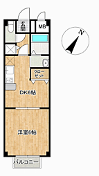 グランシャリオ弐番館 1DKの間取図画像